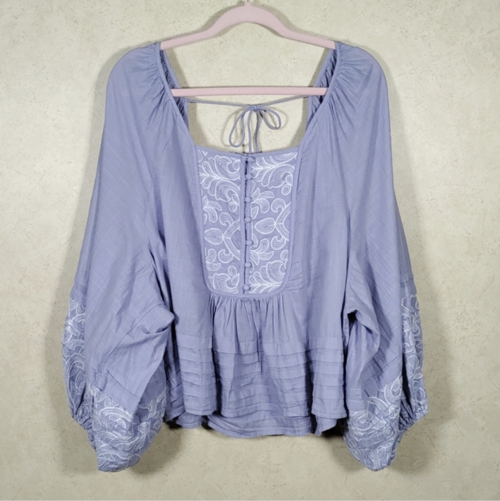 Anthropologie Embroidered Peasant Blouse